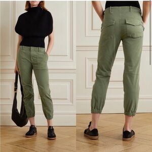 Nili Lotan Cropped Military Jogger Pants in Camo Green Size 0